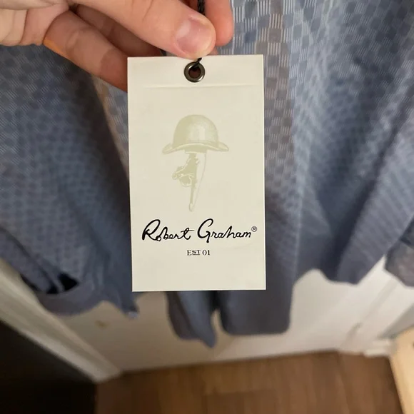 Grey-Blue Robert Graham Mens Button Down - Picture 6 of 6